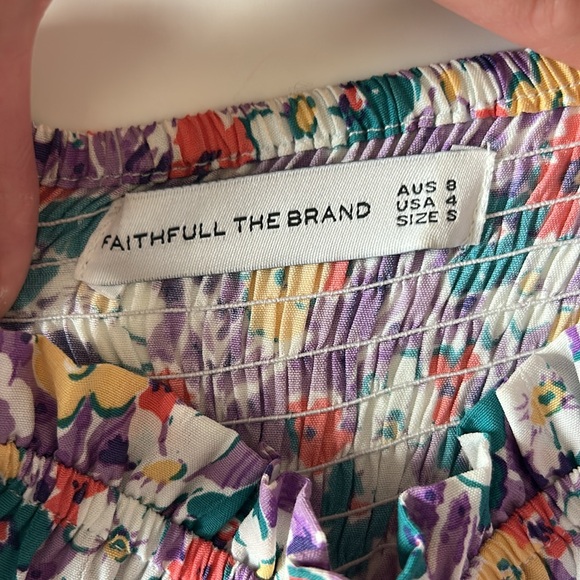 Faithfull the Brand Mid Summer Floral Crepe Mini Dress Size Small - Picture 5 of 10